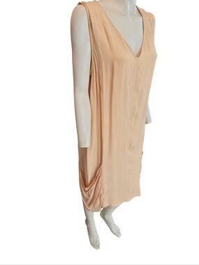 BCBG Apricot Sleeveless V-Neck Midi Dress